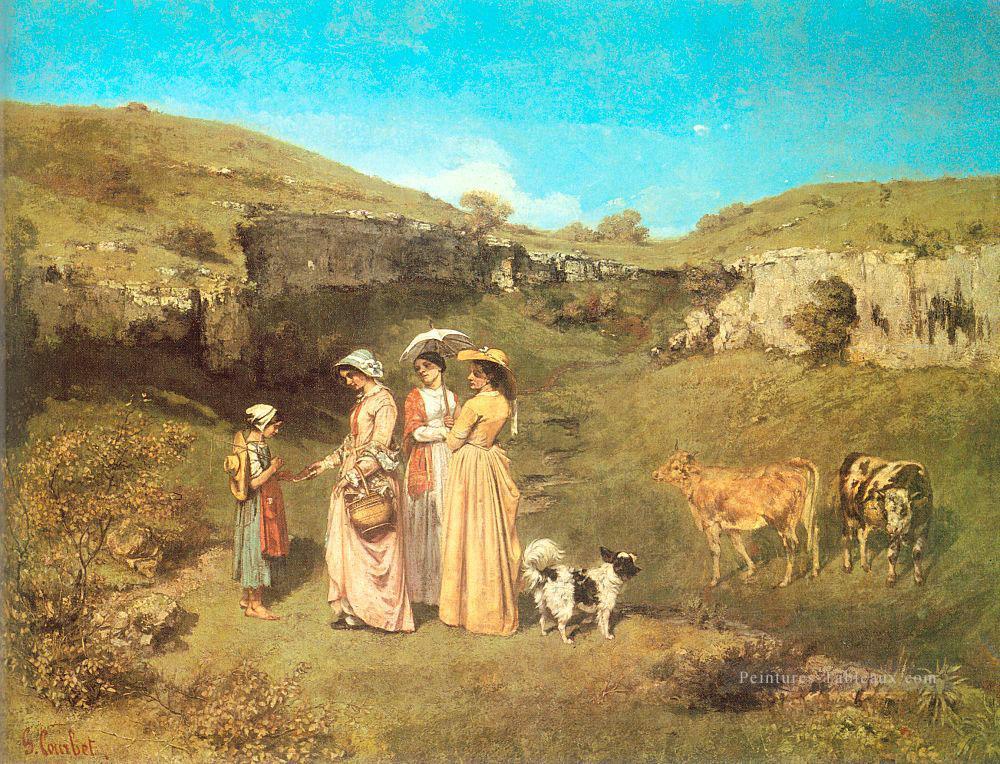 Les Jeunes Dames du Village Réaliste réalisme peintre CGF Gustave Courbet Peintures à l'huile